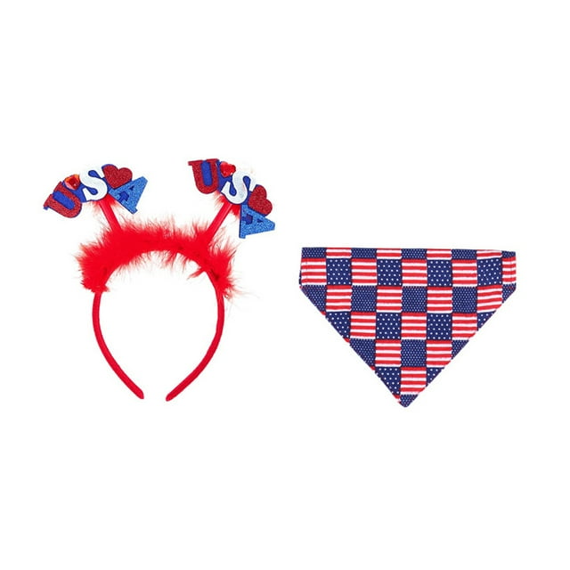 Conjunto de disfraz de 2 piezas con bufanda triangular y diadema de tela práctica para el Día de la Independencia