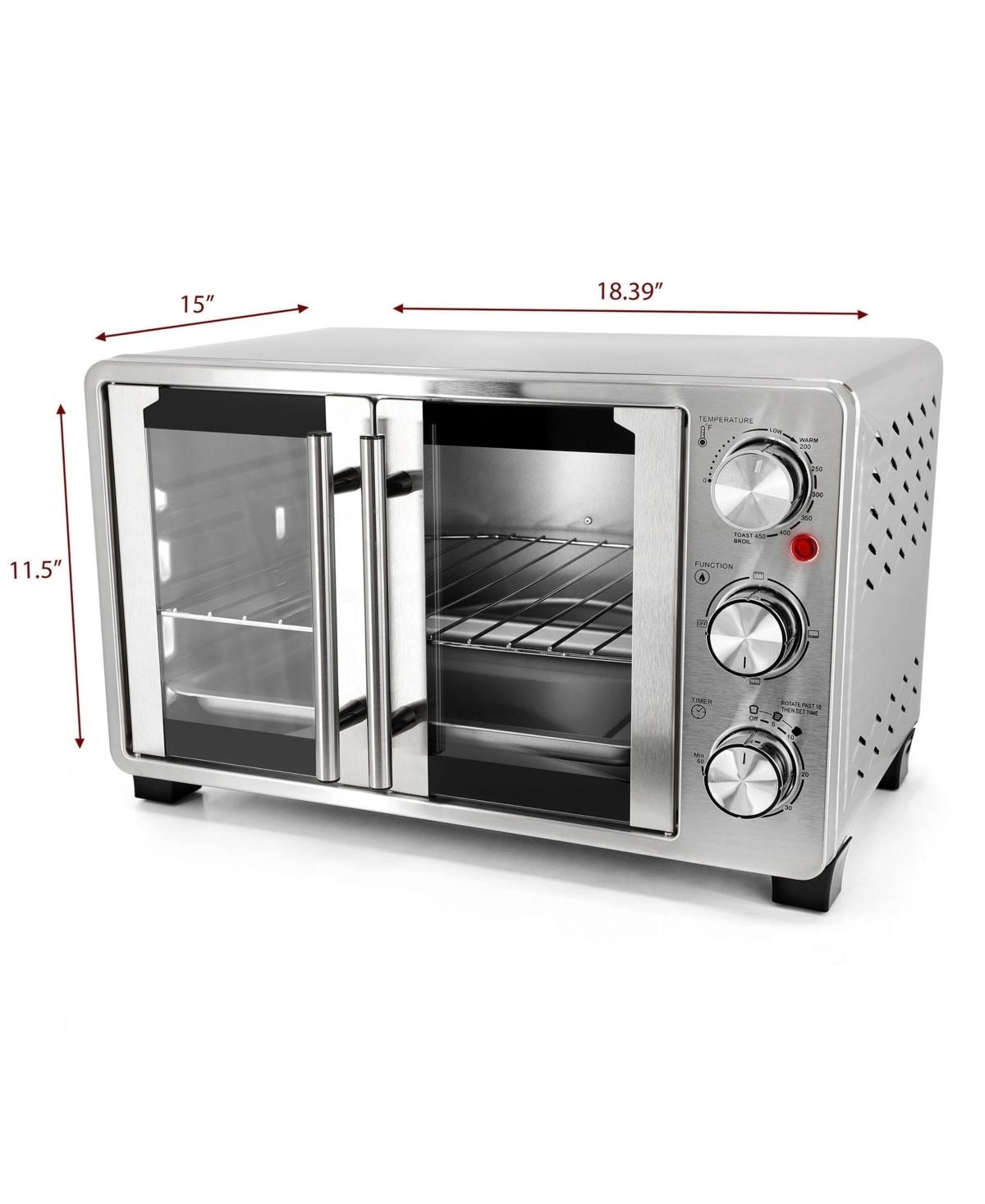 25 Quart French Door Multi-Function Electric Toaster Oven with Rotisserie Set, Stainless Steel Countertop Oven with 10 Cooking Functions
