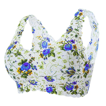 

Women s Plus-Size Print Unblemished Bra With Ice Silk Floral Bra Underwear