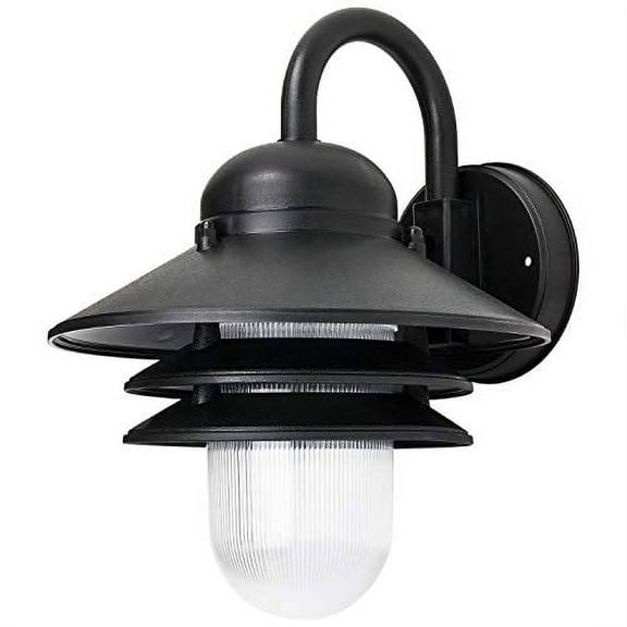 Sunlite 41370-SU Nautical Style Outdoor Wall Fixture, Medium Base Socket (E26), Weatherproof Polycarbonate, Prismatic Acrylic Lens, Made in The USA, UL Listed, Black