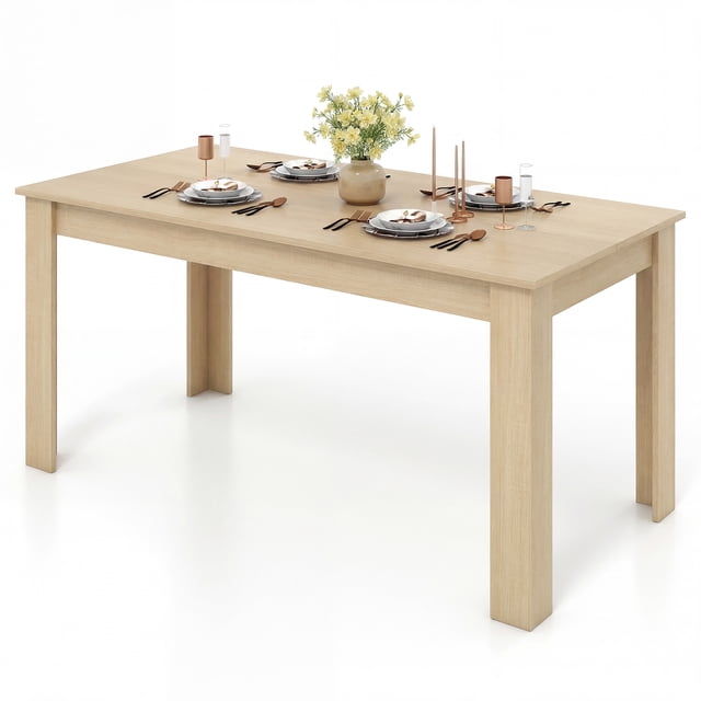 Gymax 63'' Dining Table Rectangular Modern Kitchen Table For 6 People Home Furniture
