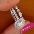 thumbnail image 2 of Forever Jewels 3.50Ct Cushion Moissanite Womens Wedding Bridal Ring Set 14K White Gold Plated, 2 of 6