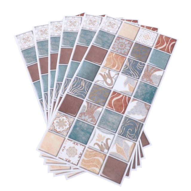 PVC Self Adhesive Kitchen Backsplash Wallpaper, Waterproof and Oil , Classic Design, 6 PCS 5.9x11.8in
