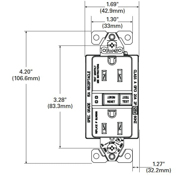 Eaton Wiring 15 Amp Duplex GFCI NAFTA-Compliant Receptacle Outlet, Ivory, SGF15FV