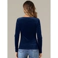 thumbnail image 3 of DARING DIVA Women's Velvet Square Neck Top T-Shirt Blouse S Dark Blue, 3 of 6