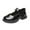 Black, variant on LIIPEE Girls Sneakers Summer Autumn Trendy Solid Color Closed Toe Non- Soft Sole Leather Shoes Kids Versatile Party Sneaker,Black,4-4.5 Years