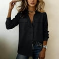 thumbnail image 5 of Karight Women's Long Sleeve Button Down Blouse with Chest Pockets Casual Loose Fit Collared Shirt Top, 5 of 9