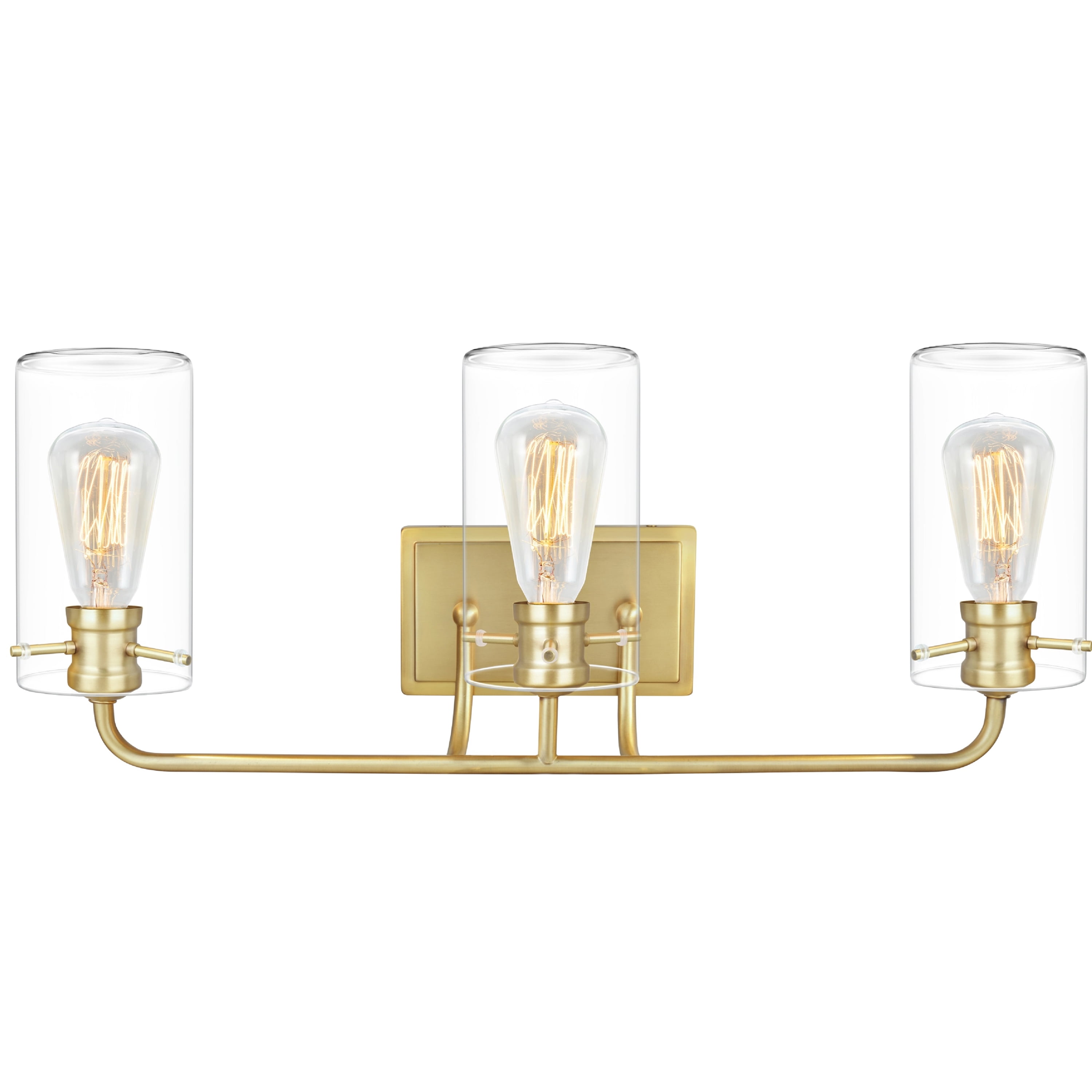 Aspen Creative 62236-2, Three-Light Metal Bathroom Vanity Wall Light Fixture, 25" Wide, Transitional Design in Antique Brass