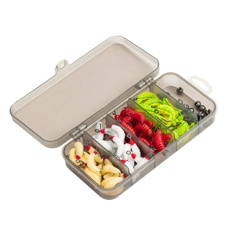 100PCS Bread Worm Fishing Lure Realistic Bass Lure Kit Silicone Maggot Baits Colorful Fishing Bait Kit Artificial Fishing Bait for Catfish Bass Trout