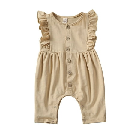 

TheFound Newborn Infant Baby Girls Summer Clothes Ruffle Romper Jumpsuit Bodysuit Solid Outfits