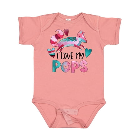 

Inktastic I Love My Pops Pink and Blue Fox with Hearts Gift Baby Boy or Baby Girl Bodysuit