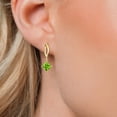 thumbnail image 3 of Gem Stone King 10K Yellow Gold Green Peridot Stud Dangle Earrings for Women | 1.46 Cttw | Gemstone August Birthstone | Princess 5MM, 3 of 6