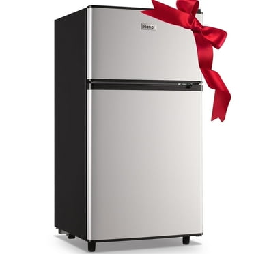 WANAI 3.5 Cu.ft Fridge with Freezer 2 Door Compact Refrigerator Adjustable Thermostat Silver New