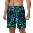 thumbnail image 2 of Uemuo Blue Floral with Butterflies Pattern Mens Swim Trunks Quick Dry Board Shorts with Mesh Lining, Stretch Beach Shorts Quick Dry No-Chafing Board Shorts-Medium, 2 of 9