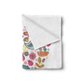thumbnail image 2 of Hello Soft Flannel Fleece Throw Blanket, Doodle Style Hello Spring Words Printed with Heart Shaped Frame of Animals Flowers, Cozy Plush for Indoor and Outdoor Use, 50" x 60", Multicolor, by Ambesonne, 2 of 5