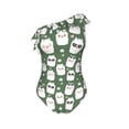 thumbnail image 4 of Yiaed Alpaca Faces Print Women One Piece Swimsuits Tummy Control One Shoulder Bathing Suits Pattern Ruffle Swimwear-Medium, 4 of 8