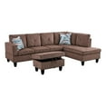 thumbnail image 2 of Starhome L Shaped Brown Couch with Ottoman(Pillows Included) Microfiber, 2 of 5