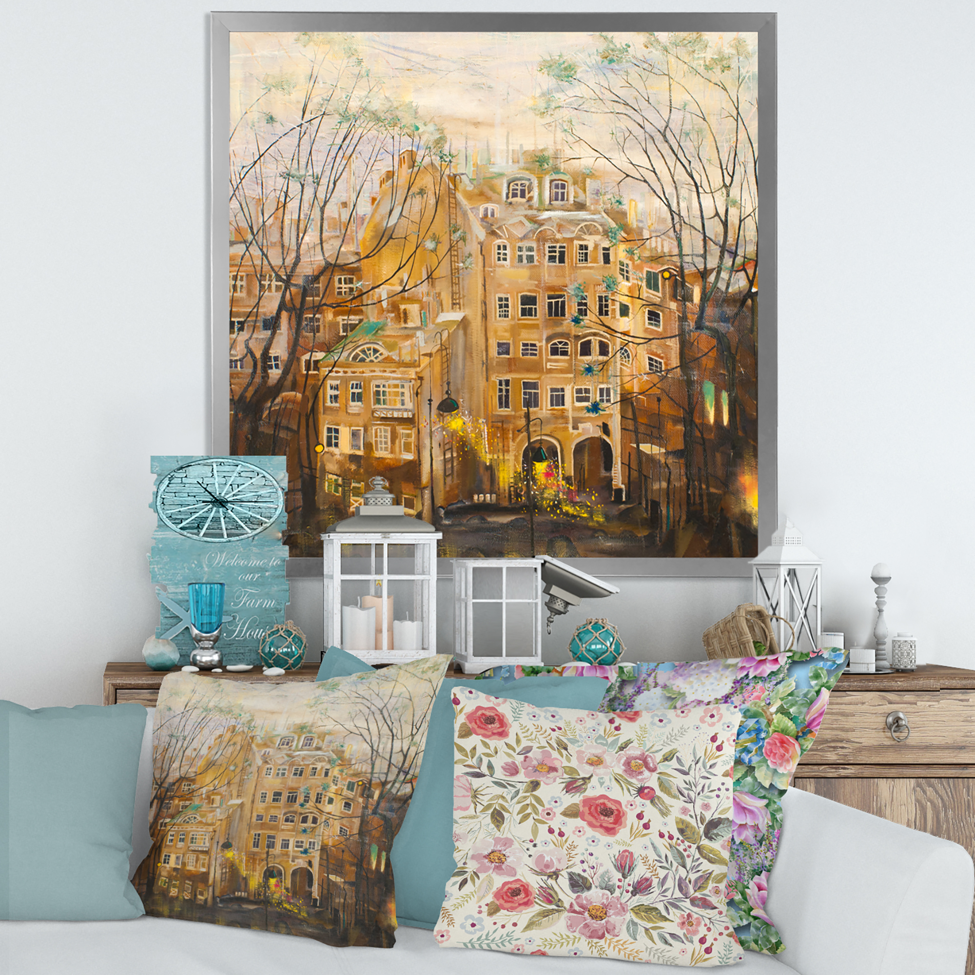 Designart 'Russian City Yard Landscape' Traditional Framed Art Print