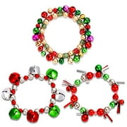 3pcs Christmas Jingle Bell Bracelets Xmas Multi Color Stretch Beaded Charm Bracelet Gift Jewelry Christmas Stocking Stuffers Holiday Party Favors For Women Girls Kids