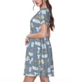thumbnail image 2 of Disketp Blue Bathroom para Vestido de Manga Corta para Mujeres, Vestidos de Verano para Mujeres, Casual y Holgado para la Playa, 2 of 6