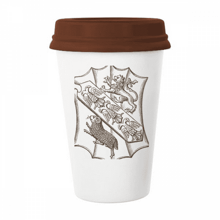 

Black White Baroque Sheep Illustration Pattern Mug Coffee Drinking Glass Pottery Cerac Cup Lid