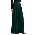 thumbnail image 3 of Womens Spring Wide Leg Trousers Loose Pleated Long Flowy Palazzo Work Pants with Pockets Dark Green XL, 3 of 8