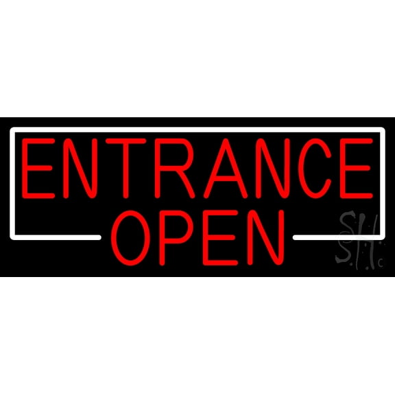 Entrance Red Open LED Neon Sign 10 x 24 - inches, Clear Edge Cut Acrylic Backing, with Dimmer - Bright and Premium built indoor LED Neon Sign for Bar decor.