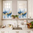 thumbnail image 3 of Watercolor Modern Art Curtain Valances Set Gold Blue Blooming Effect Kitchen Curtains 24&nbsp;inch Length Rod Pocket Valance and Tiers 3 Piece Set Small Bedroom Bathroom Laundry Decor, 3 of 9