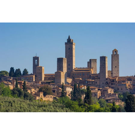 San Gimignano, Siena Province, Tuscany, Italy. The famous towers of the medieval town. The histo... Print Wall