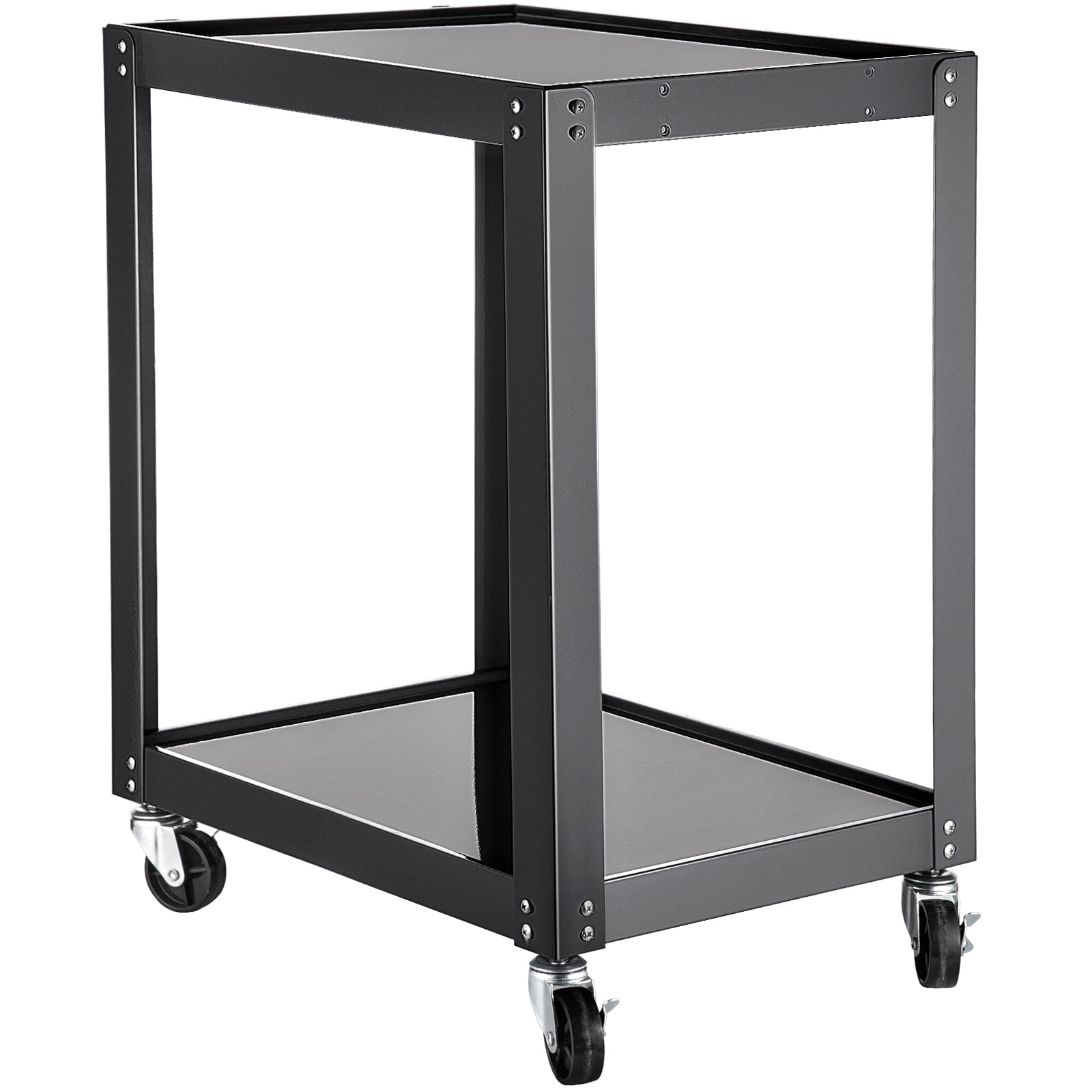 VEVOR Steel AV Cart 2 Shelves, Media Cart with Power Strip, Presentation Cart with 2 Shelves, 24