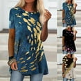 thumbnail image 5 of Women Blouses And Tops Fashion, Long Tunics for Women To Wear with Leggings Round Neck Short Sleeve Flowy Shirts Plus Size Graphic Print Tops Womens Plus Size Blouses, 5 of 6