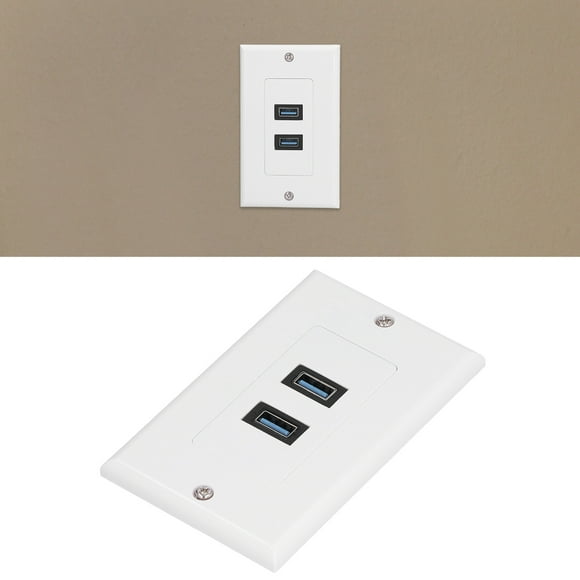 Toma De Cargador De Pared, Compatible Cómodo De Usar ABS Fácil De Instalar Enchufe De Panel USB Para Carga De Dispositivos Para Transmisión De Señal