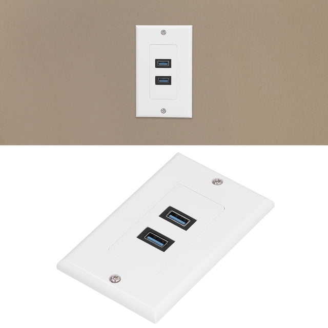 Toma De Cargador De Pared, Compatible Cómodo De Usar ABS Fácil De Instalar Enchufe De Panel USB Para Carga De Dispositivos Para Transmisión De Señal