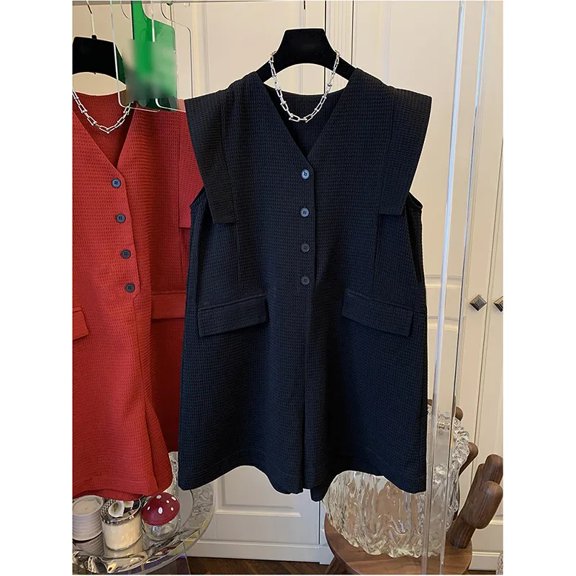 Summer New Loose Sleeveless Waistcoat Jumpsuit Women Fashion Design Female Shorts Jumpsuit Casual Solid Color Vintage