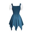 thumbnail image 4 of Karymi Cocktail Dresses for Women Medieval Gothic Corset Dress, Puff Short Sleeve Square Neck Lace-Up Irregular Hem Halloween Festival Beer Festival Costume Easter Dresses for Women, 4 of 6