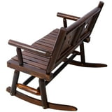 Durable Carbonized Brown Wooden Outdoor Rocking Bench for 2 Persons ...