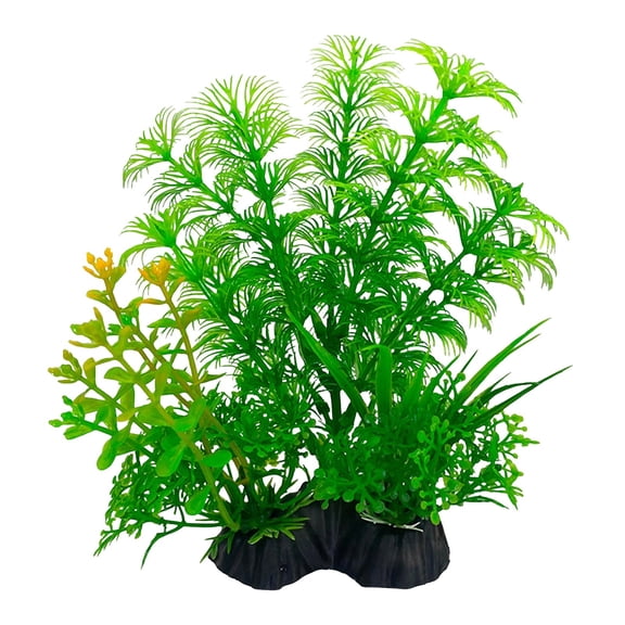 Small Fish Tank Decorations, Fake Small Plants, Aquarium Décor Plastic Plants, Green Plants Artificial Decor, Freshwater Aquarium Plants, Weighted Base, Bright Green, 1 Pc