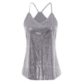 thumbnail image 5 of SGMVNU Womens Sequins Tank Tops V Neck Sleeveless Camisole Shirts Tunic Sleeveless Sweater Tops for Women Ladies Summer Trendy Tops Clubwear(Dark Gray,XS), 5 of 5