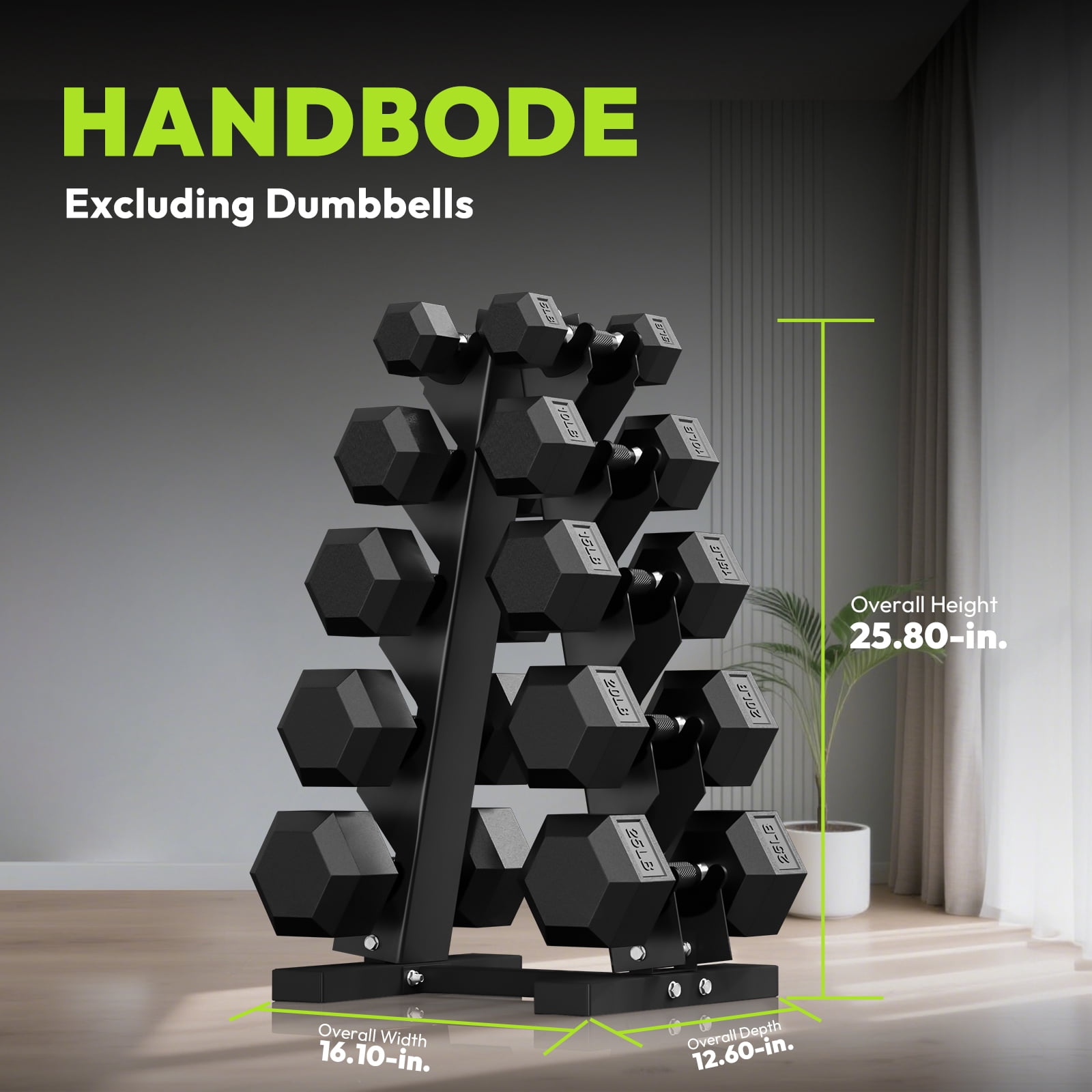 HANDBODE Dumbbell Rack Stand for 5 Pairs, A-Frame Weight Storage Organizer for Home Gym