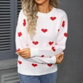 thumbnail image 5 of HOMBOM Fall Sweaters for Women Knit Winter Crew Neck White Xmas Heart Womens Tops Pullover, 5 of 9