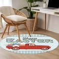thumbnail image 4 of Round Rugs 3.3Ft, Happy Easter Round Area Rug Washable Indoor Throw Carpet, Spring Watercolor Truck Bunny Eggs Blue Plaid Soft Non Slip Circle Rug for Laundry Room Patio Home Decor Aesthetic, 4 of 8
