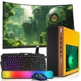thumbnail image 1 of Restored HP Half Dark Desktop Computer PC Lambo AMD A10-9700, 16GB RAM, 1TB SSD, 27 Inch Curved Monitor, RGB KBM with AI Copilot, WiFi, RGB Soundbar, Webcam, Windows&nbsp;11 (Refurbished), 1 of 8