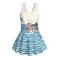 thumbnail image 4 of Uourmeti Cartoon Cat Striped Wave Swim Dress for Girls - Cute Sleeveless One Piece Skirted Bathing Suit, Quick Dry Beach Pool Wear for Toddler & Kids, 4 of 8