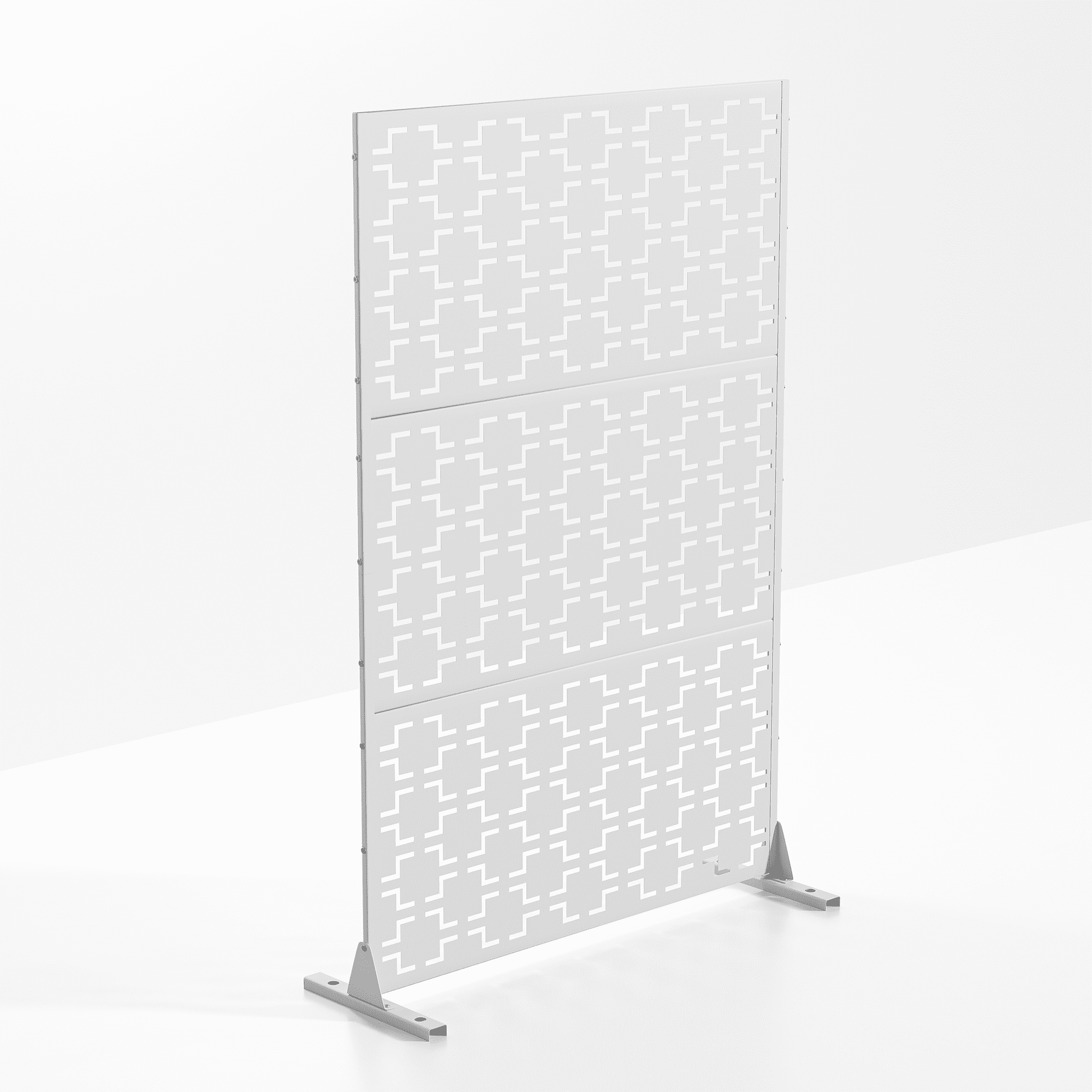MAYEERTY Folding Privacy Screen – Heavy-Duty Galvanized Steel Panel,Square,White