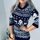 thumbnail image 3 of Suéter de punto para mujer, vestido de Navidad liso, vestidos femeninos elegantes y gruesos, ropa cálida de Año Nuevo y Navidad, invierno 2024, 3 of 5