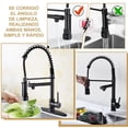 thumbnail image 4 of Grifo para Fregadero con 2 Salidas Mezcladora para Cocina De Acero Inoxidable, Tirar del Anillo Libera las Manos, Grifos Monomando Desplegable Llaves para Incluye 2 Mangueras Fría y Caliente, 4 of 7