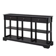 thumbnail image 2 of IVV Console Sofa Table with Ample Storage, Retro Kitchen Buffet Cabinet Sideboard with Open Shelves and 3 Drawers, Accent Storage Cabinet for Entryway/Living Room Black Color, 2 of 9