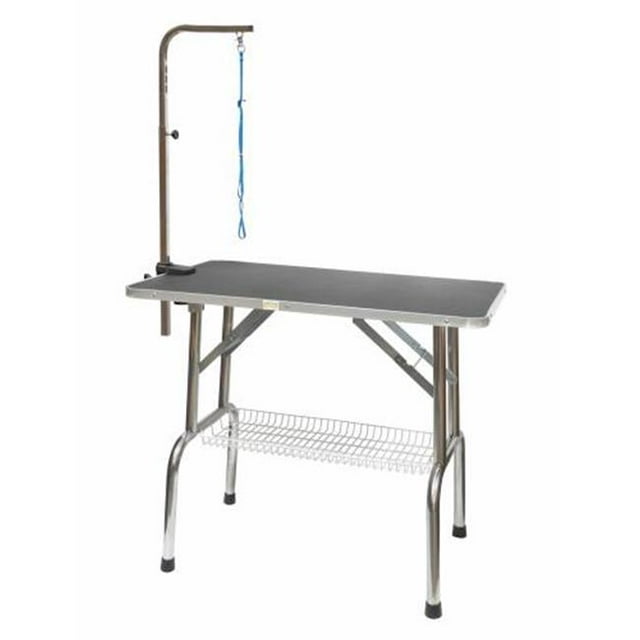 Go Pet Club GT-202 Table de Toilettage pour Chien en Acier Inoxydable Robuste avec Bras