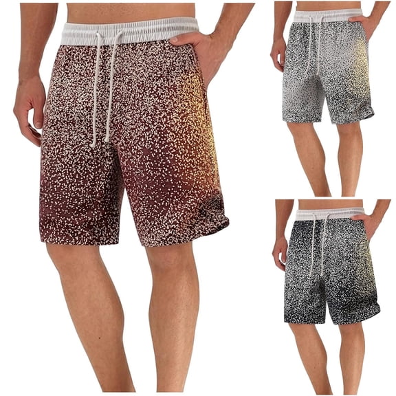 EOYWHK Beach Shorts for Men Casual Elastic Waist Drawstring Casual Shorts Soft Lightweight Breathable Workout Shorts for Men Black L