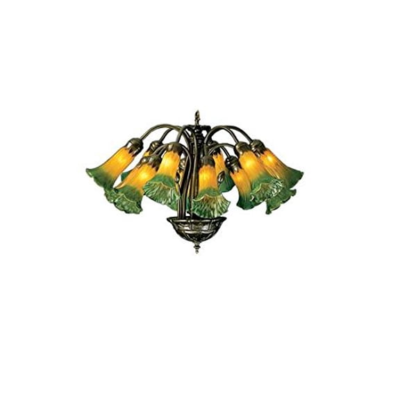 Meyda Tiffany - 15997 - 12 Light Chandelier - Amber/Green Pond Lily - Amber Green-150pack